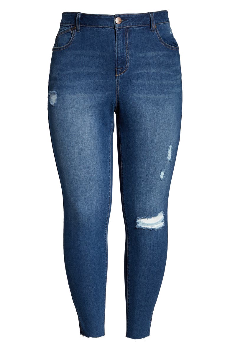 1822 Denim Split Hem Distressed Jeggings, Alternate, color, 