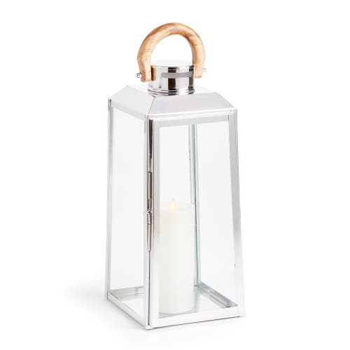 Napa Home & Garden 19" Oceanside Large Decorative Outdoor Chrome Finish Pillar Candle Lantern W/ Tea In Silver