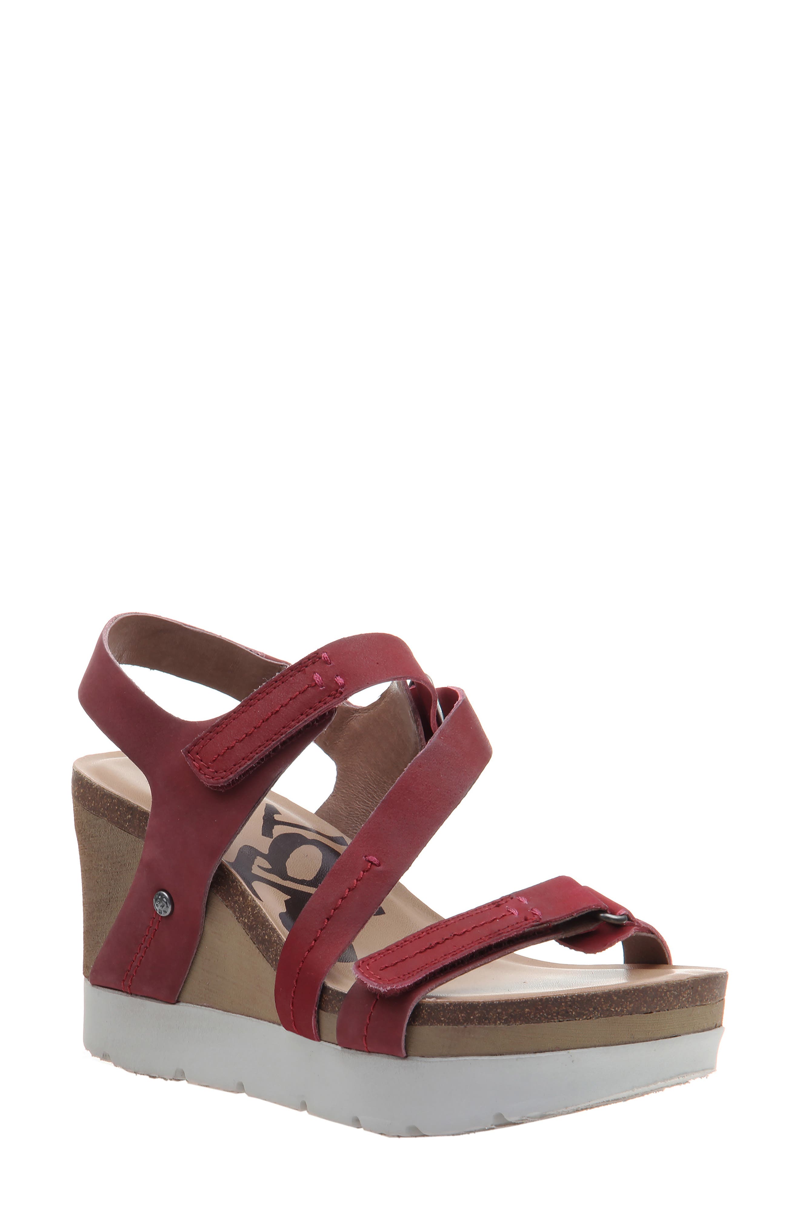 Wavey Wedge Sandal, Main, color, HUNTING RED NUBUCK LEATHER