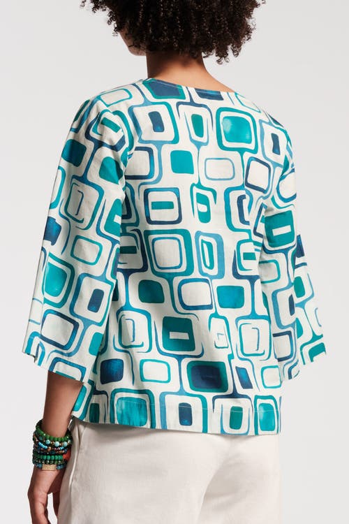 Shop Frances Valentine Easy Top Print Cotton Poplin In Jetson Blue/multi