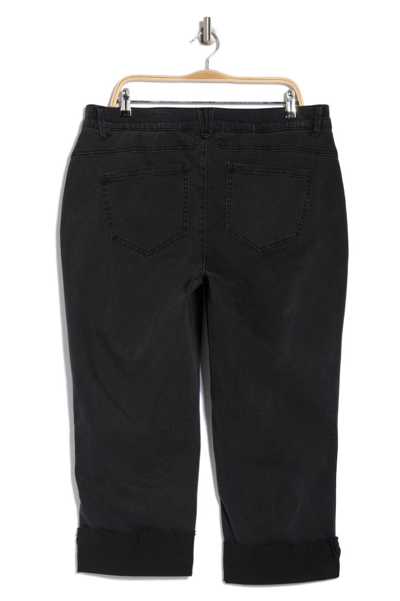 High Waist Cuffed Boyfriend Jeans, Alternate, color, BLACK