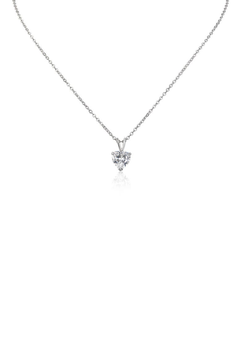 Cubic Zirconia Heart Pendant Necklace, Main, color, CLEAR SILVER