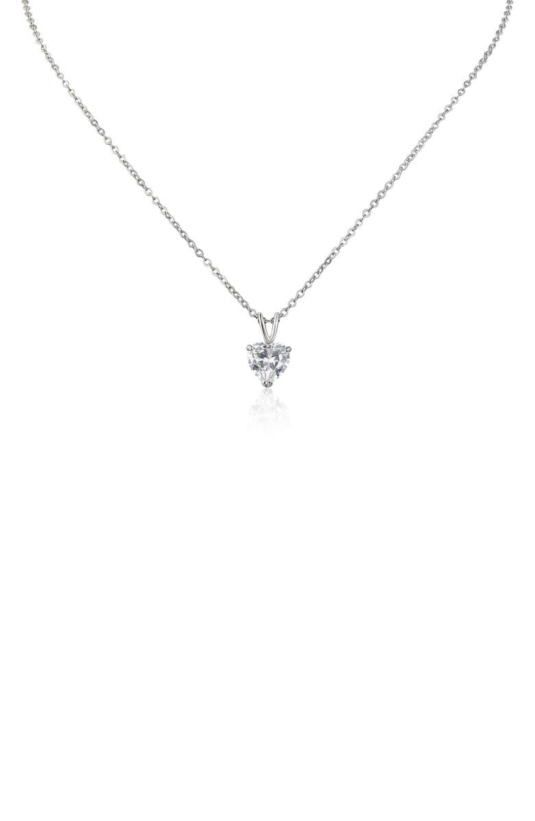 CZ by Kenneth Jay Lane Cubic Zirconia Heart Pendant Necklace, Main, color, 