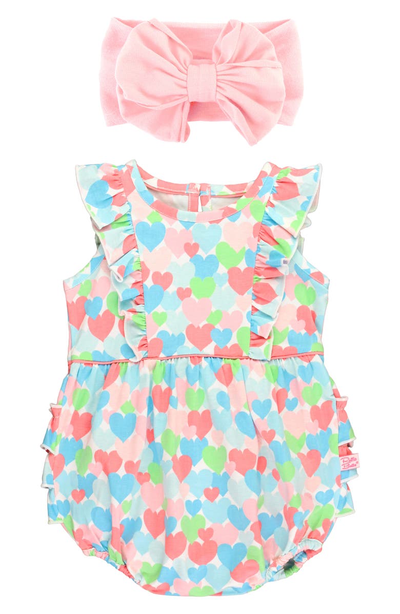 RuffleButts Bubble Romper & Headband Set, Main, color, 