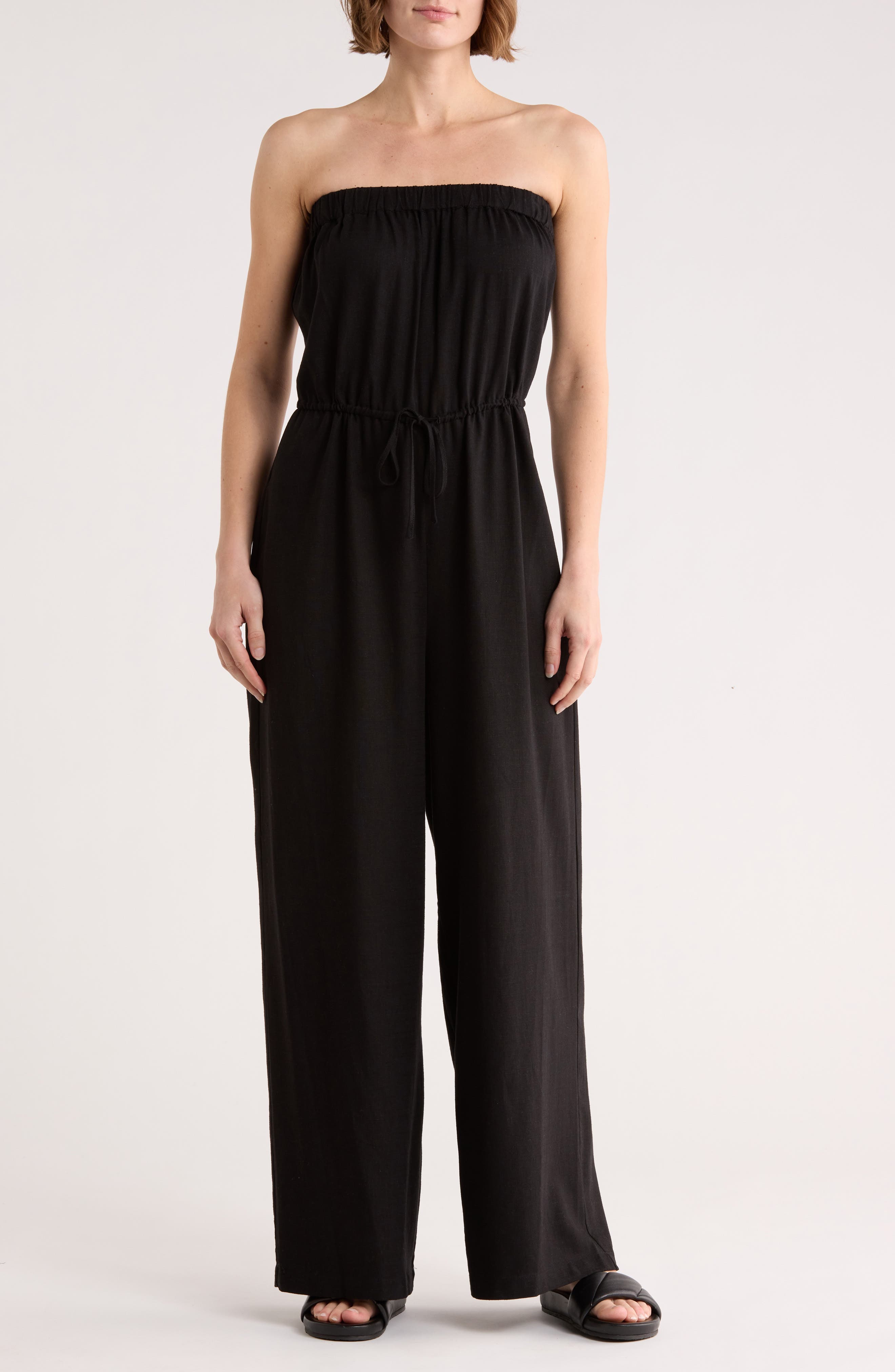 NORDSTROM RACK Strapless Wide Leg Cover-Up Jumpsuit