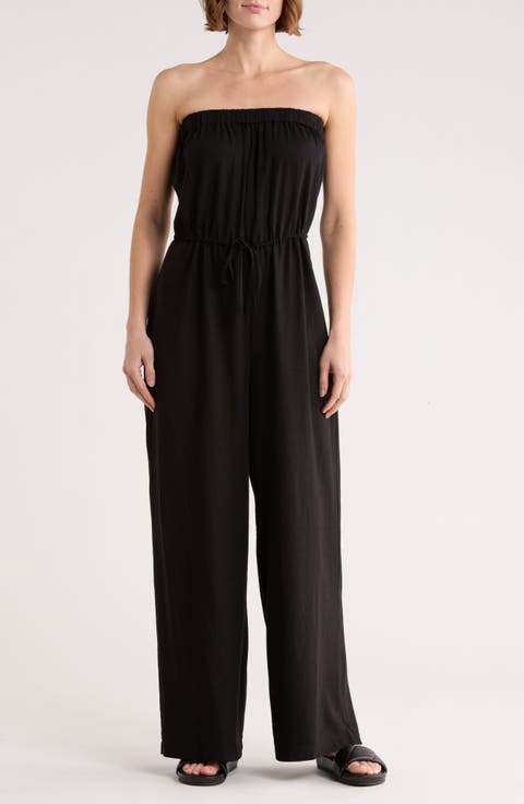 Strapless Wide Leg Cover-Up Jumpsuit