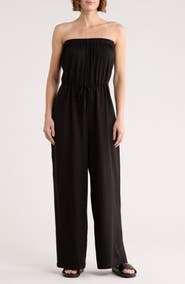 NORDSTROM RACK Strapless Wide Leg Cover-Up Jumpsuit