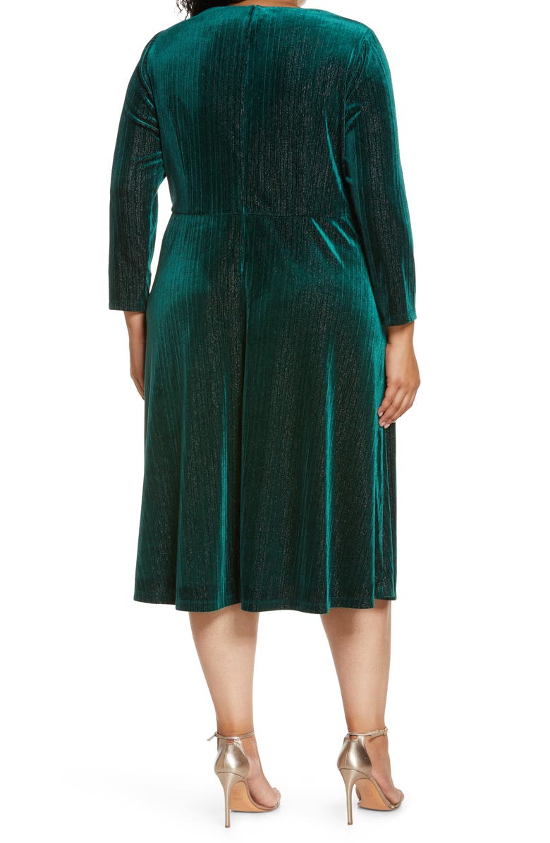 Maggy London Ruched Long Sleeve Velvet Midi Dress, Alternate, color,