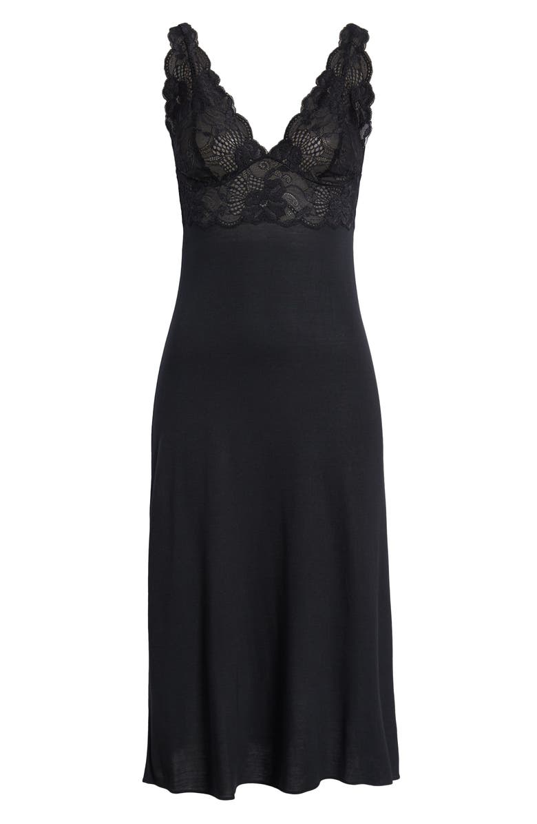 Natori 'Zen Floral' Nightgown, Alternate, color, Black