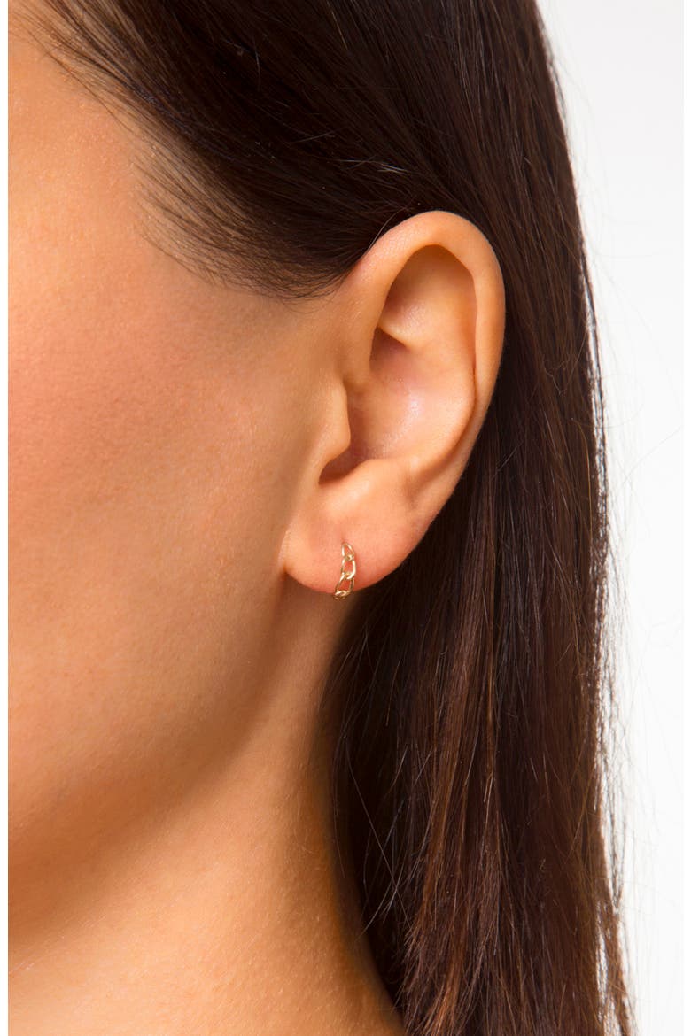 Half Chain Huggie Hoop Earrings, Alternate, color, YELLOW GOLD