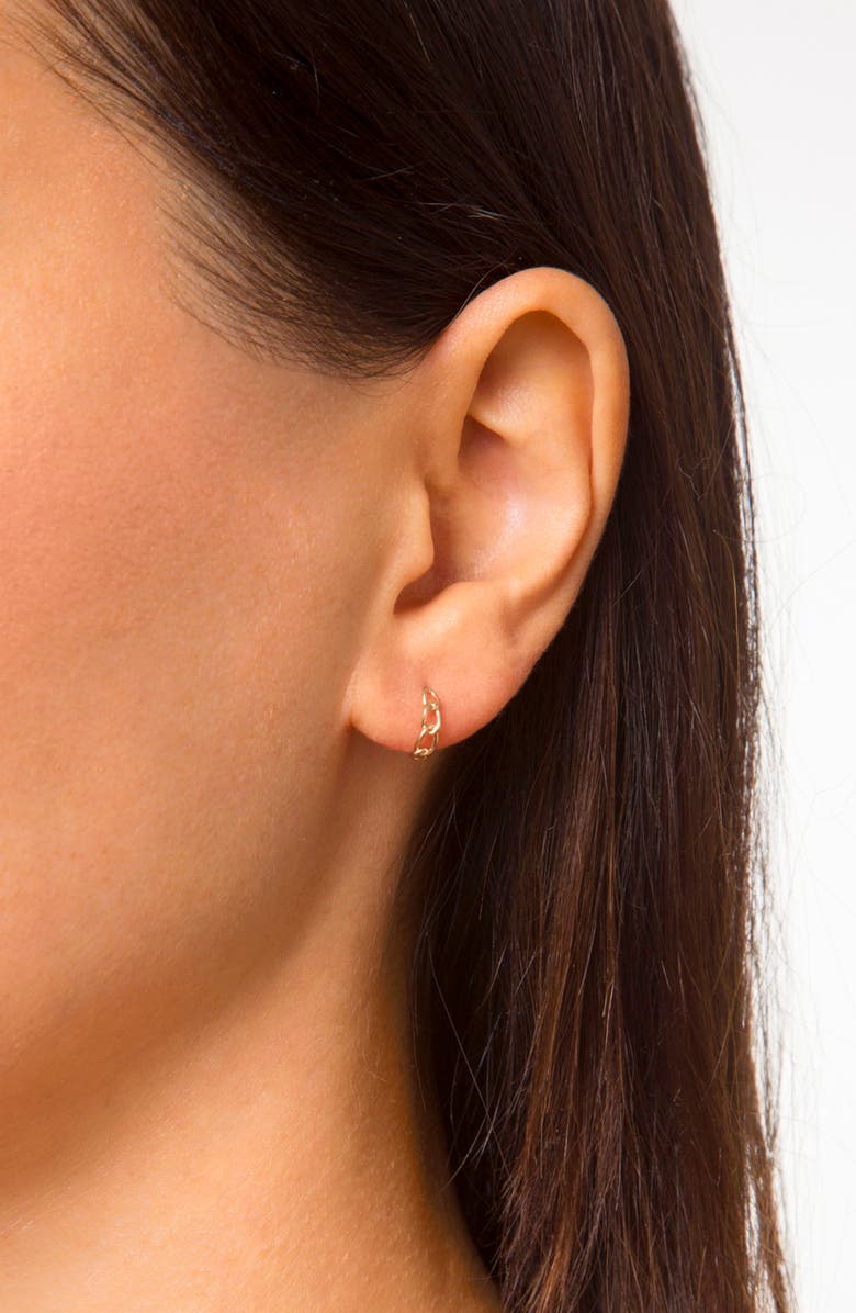STONE AND STRAND Half Chain Huggie Hoop Earrings, Alternate, color, 