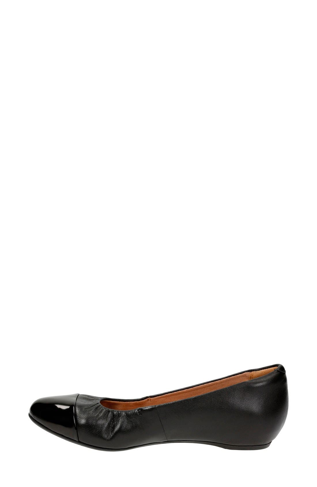 'Alitay Susan' Cap Toe Flat, Alternate, color, BLACK LEATHER