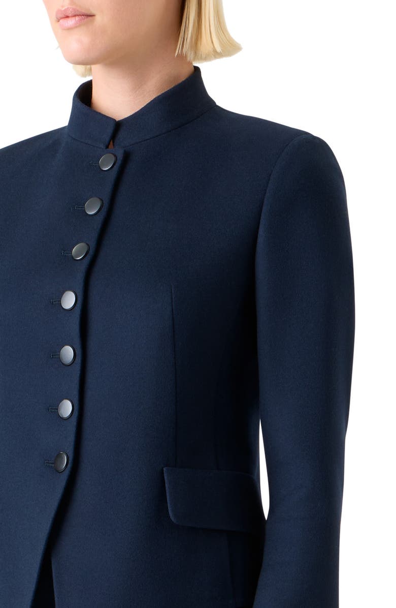 Akris Fitted Virgin Wool Flannel Jacket, Alternate, color, Navy