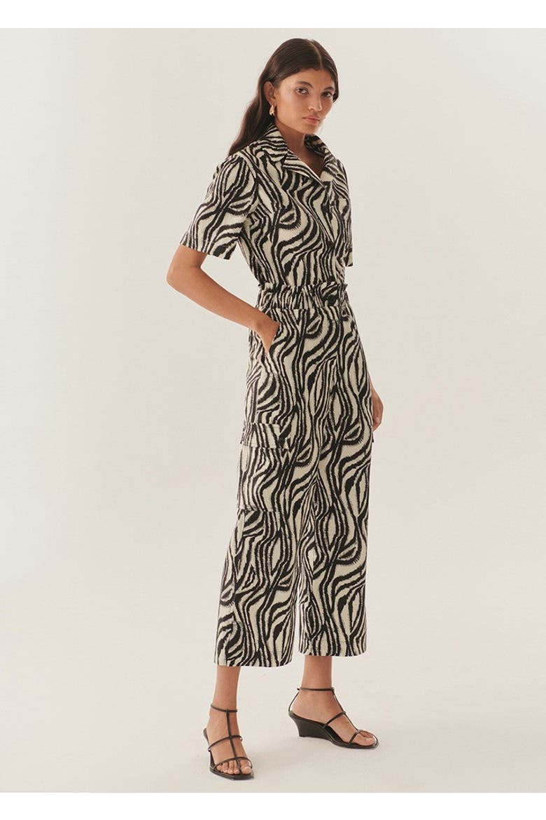 Marley Zebra Print Elastic Waist Cotton Pants, Alternate, color, BLACK-BONE