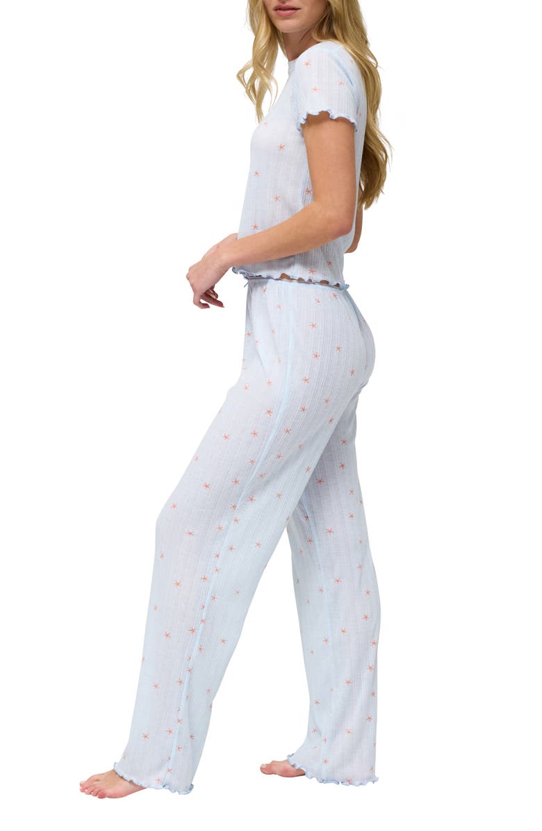 Honeydew Somewhere Sunny Pointelle Pajamas, Alternate, color, Surf Starfish