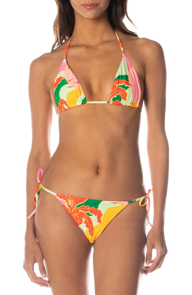 Maaji Tropical Breeze Sunning Reversible Side Tie Bikini Bottoms, Alternate, color, Open Red
