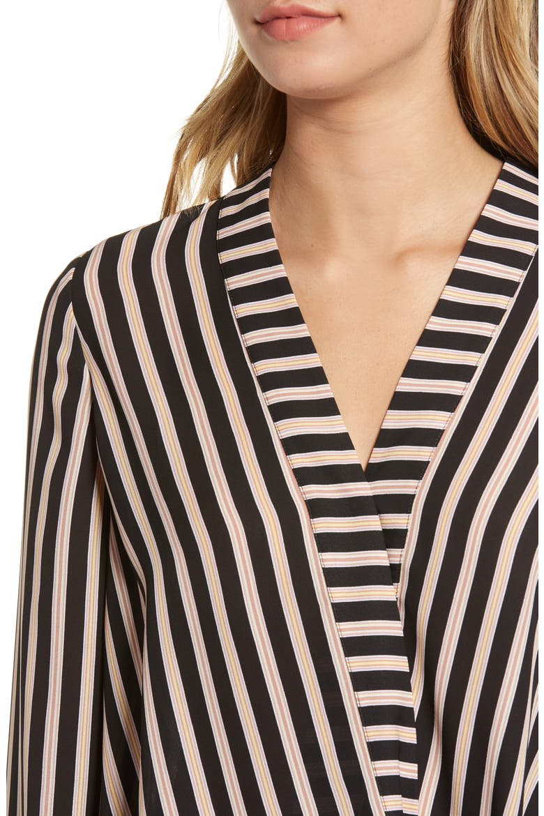 Tie Front Top, Alternate, color, BLACK ROCK DELICATE STRIPE