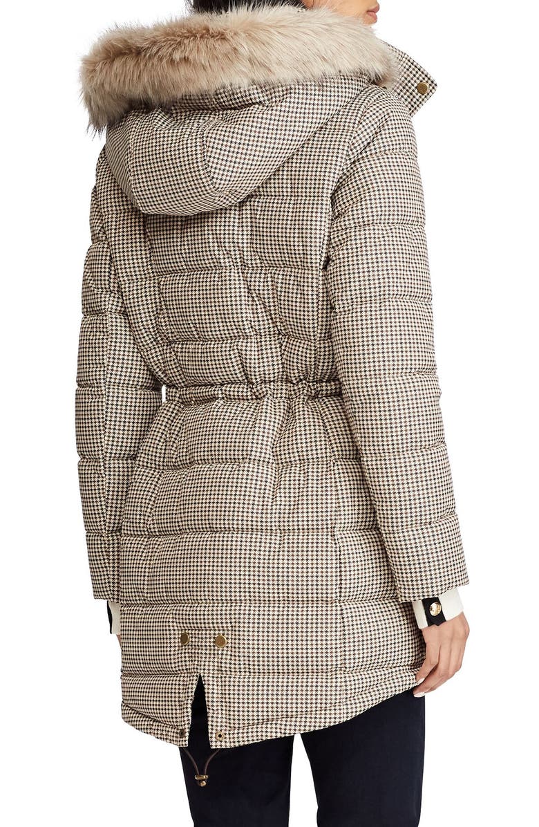 Lauren Ralph Lauren Print Quilted Parka with Faux Fur, Alternate, color, 