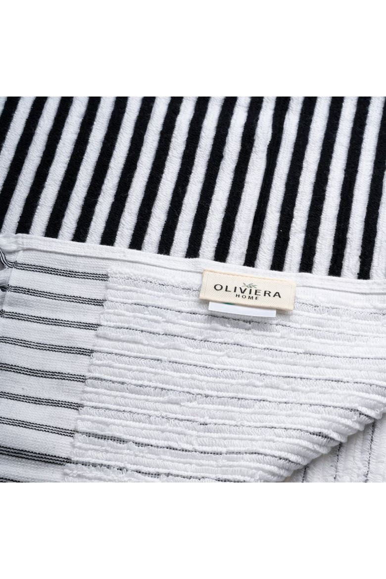 Stripes Turkish Cotton Terry Bath and Hand Towel - Set, Alternate, color, Black