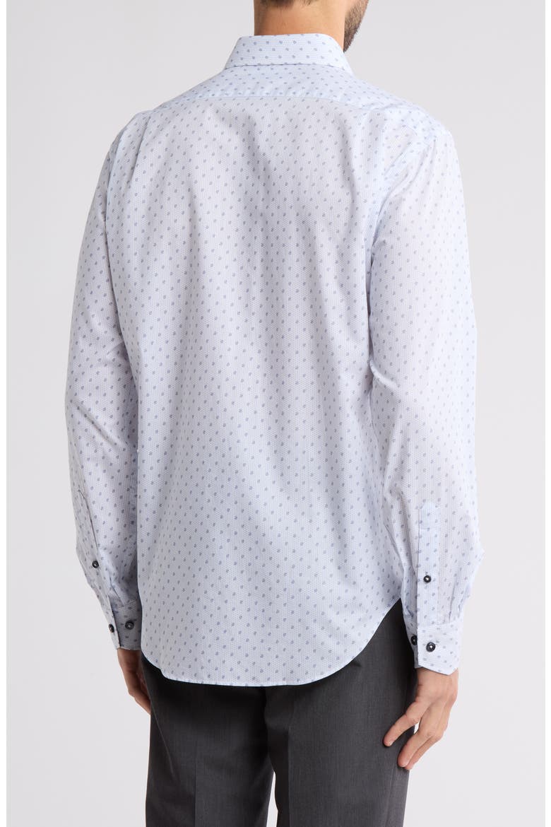 Trim Fit Paisley Cotton Dress Shirt, Alternate, color, WHITE/ LIGHT BLUE