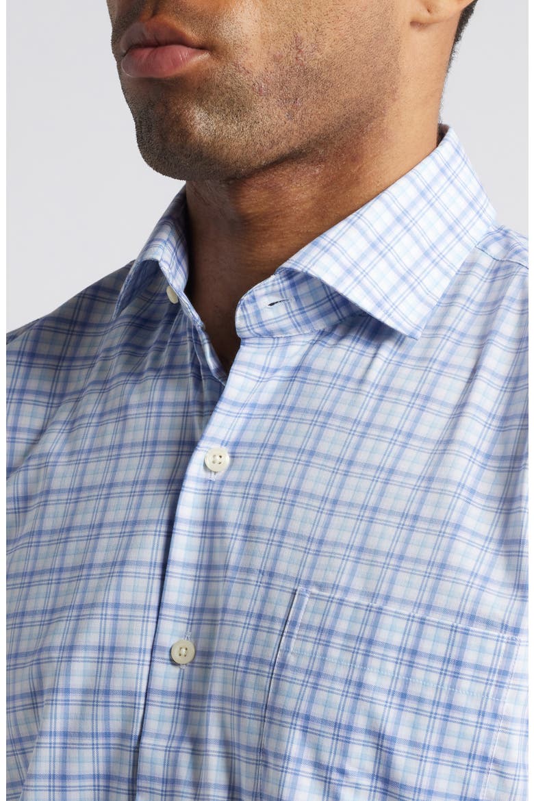 Garrow Crown Lite Plaid Performance Button-Up Shirt, Alternate, color, BLUE FREESIA
