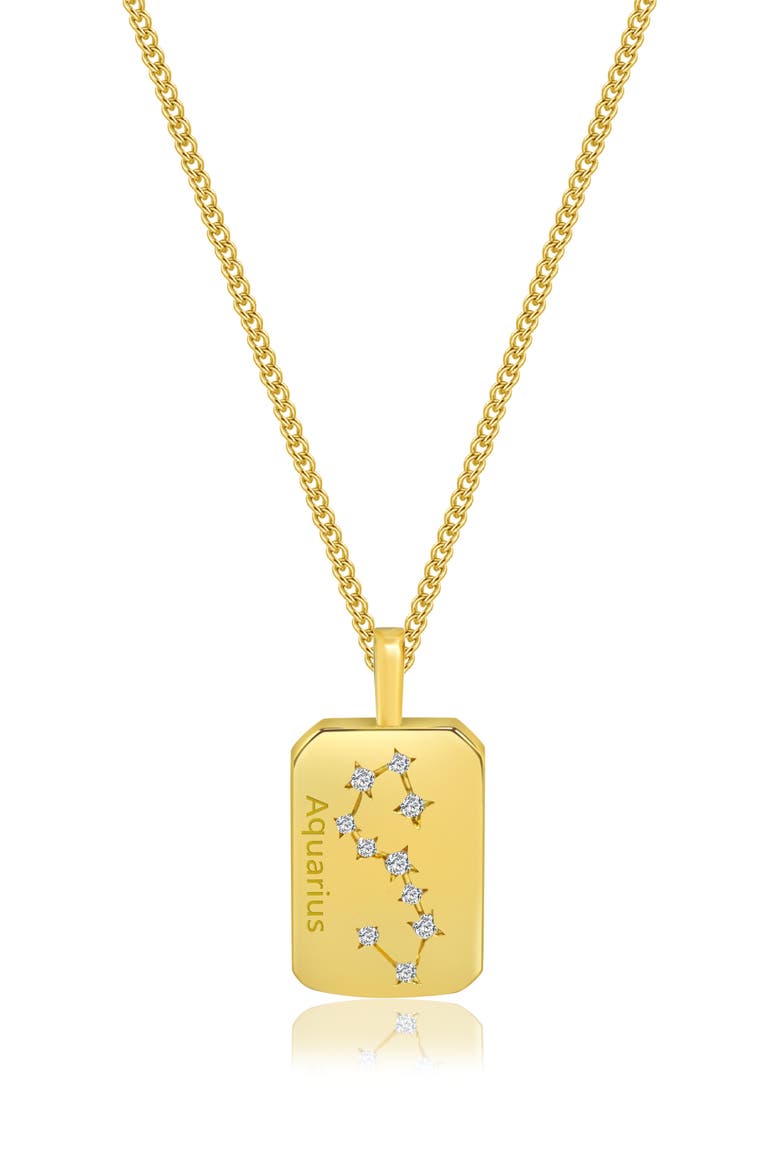 Zodiac Double Sided Pendant Necklace, Alternate, color, GOLD AQUARIUS