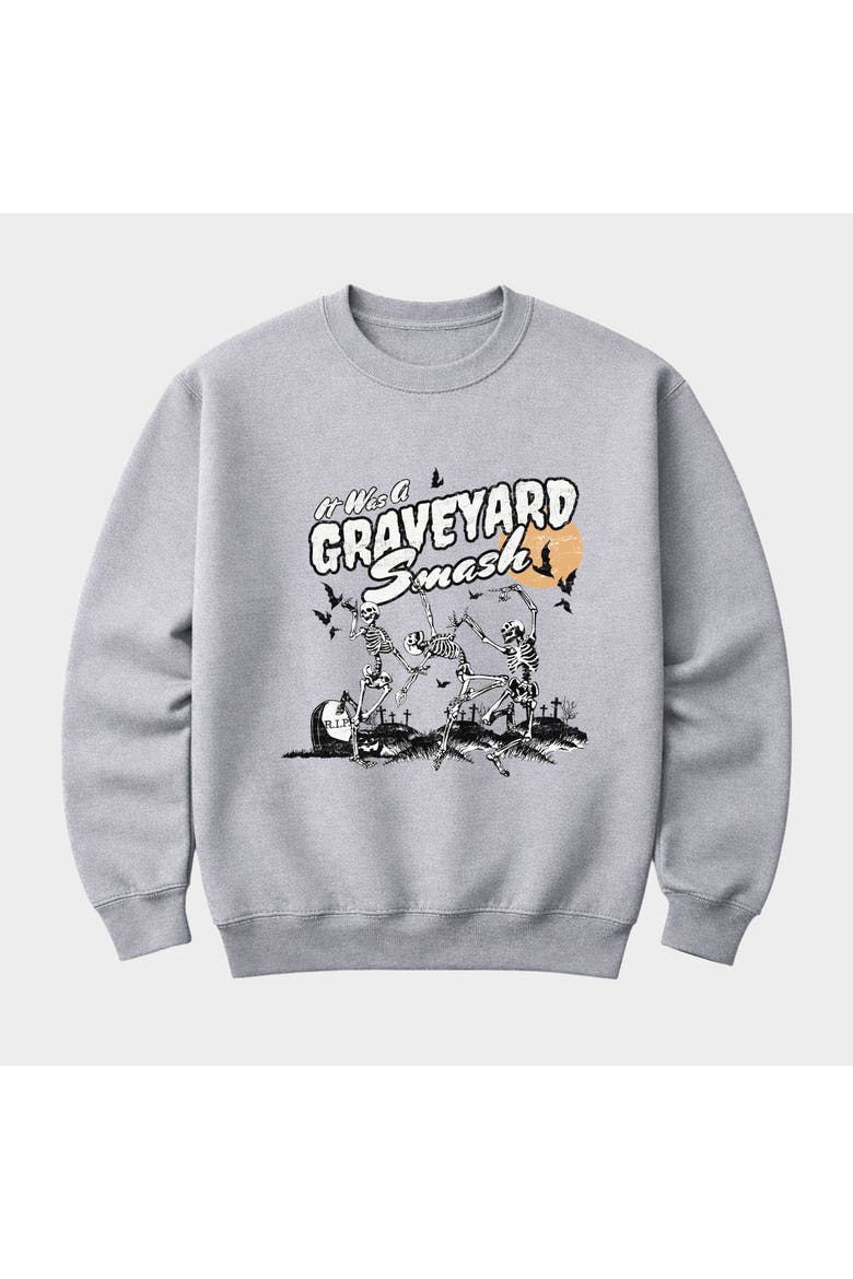 Graveyard Smash Skeleton Sweatshirt, Alternate, color, Graphite