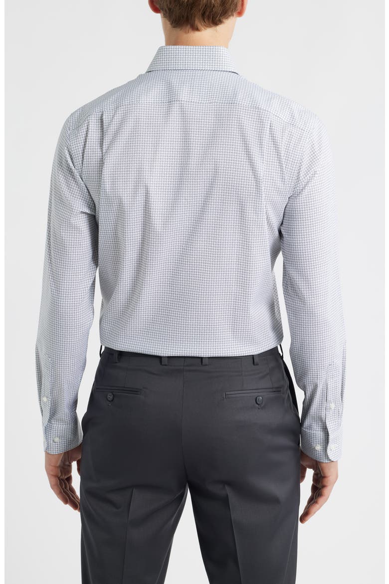 Trim Fit Geometric Print Premium Performance Dress Shirt, Alternate, color, NAVY- PINK CAYMUS GEO