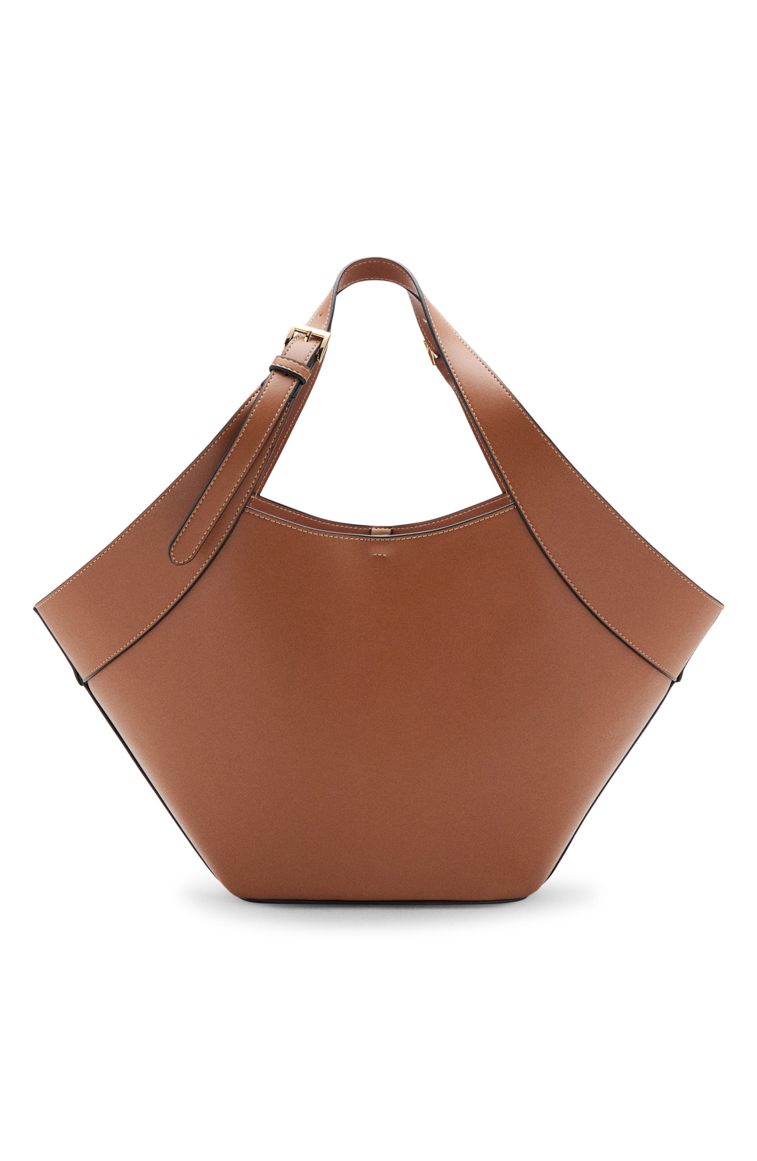 Large Faux Leather Shoulder Bag, Main, color, LEATHER
