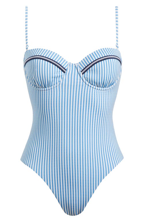 Solid & Striped The Alma One Piece French Blue X Brule Stripe In French Blue X Brule Stripe