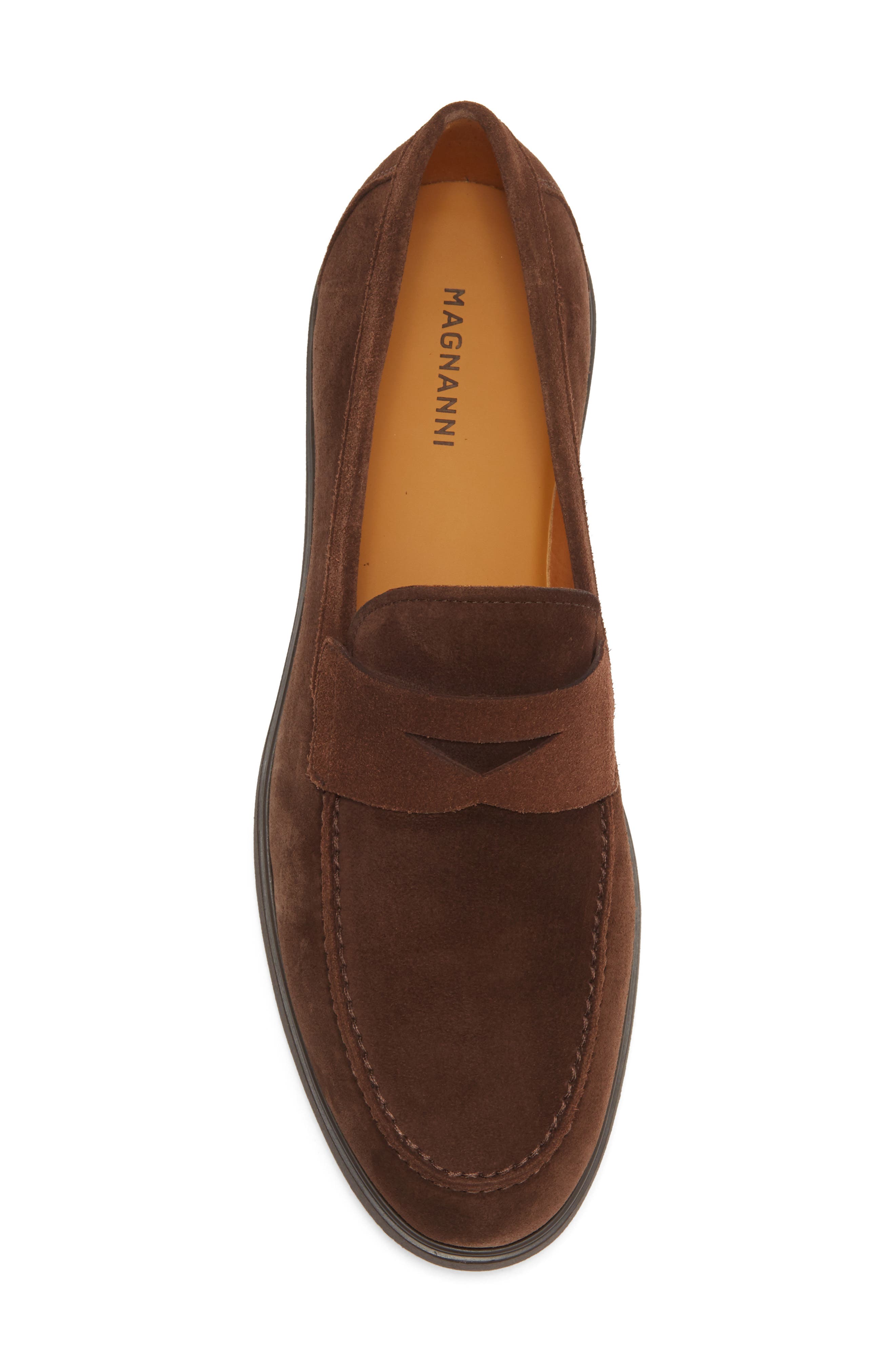 Magnanni Lobo Penny Loafer, Alternate, color, Brown Suede