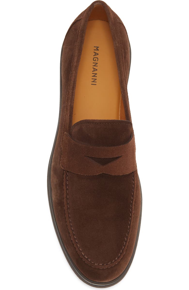 Magnanni Lobo Penny Loafer, Alternate, color, Brown Suede