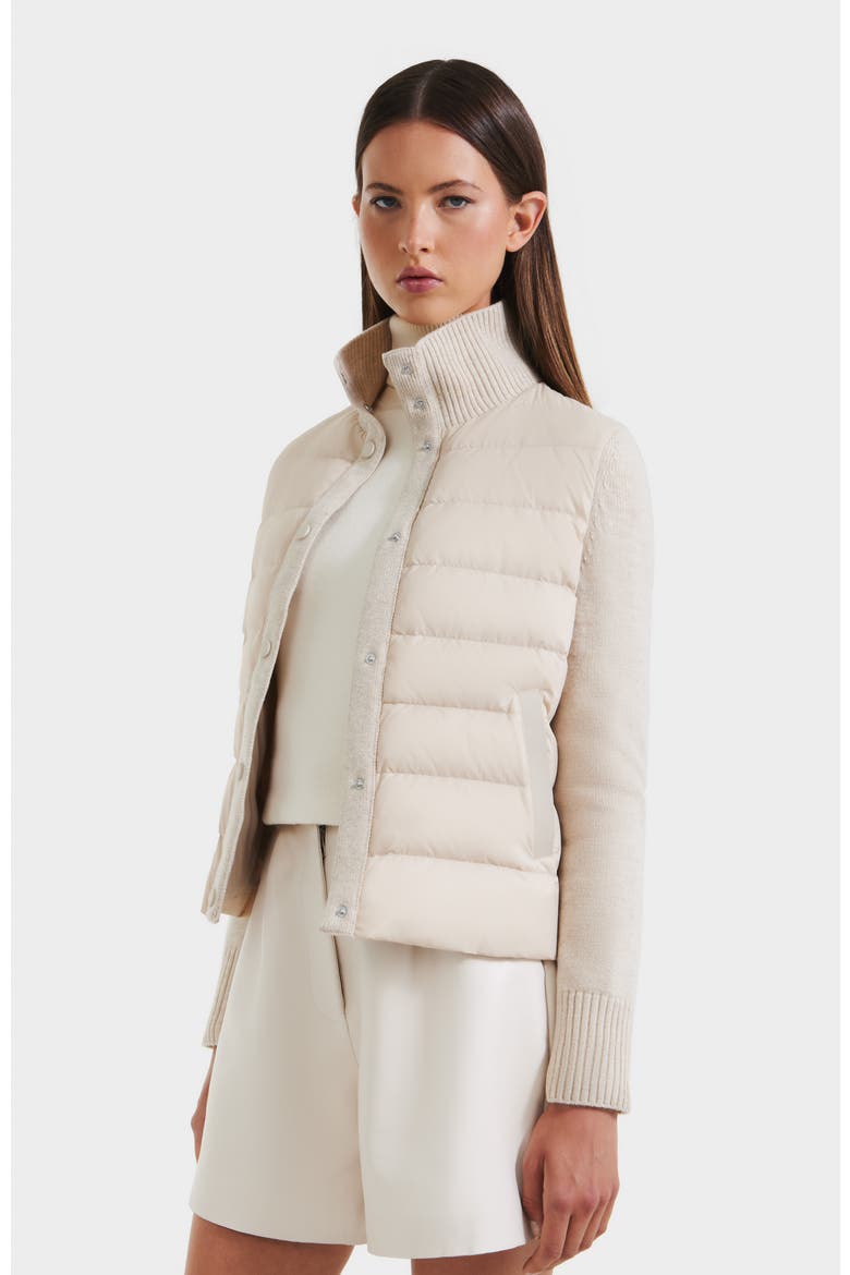 Ellie Hybrid Knit & Light Down Jacket, Alternate, color, Vanilla