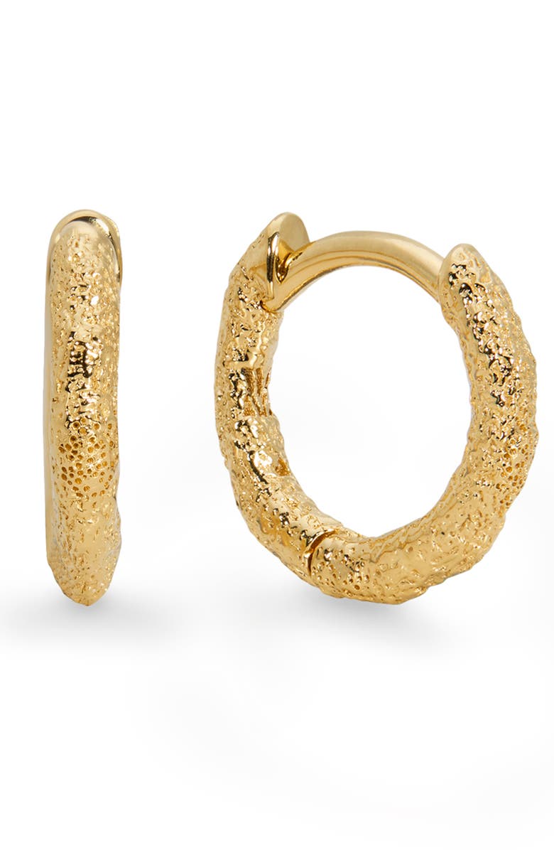 Monica Vinader Antica Textured Mini Huggie Hoop Earrings, Main, color, Gold Vermeil