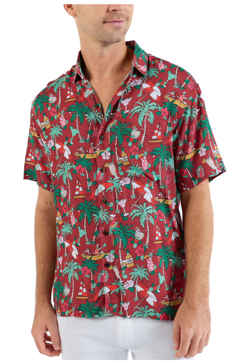 Kenny Flowers Margaritaville by Kenny Flowers - The Christmas Island - Short Sleeve Shirt, Main, color, Red