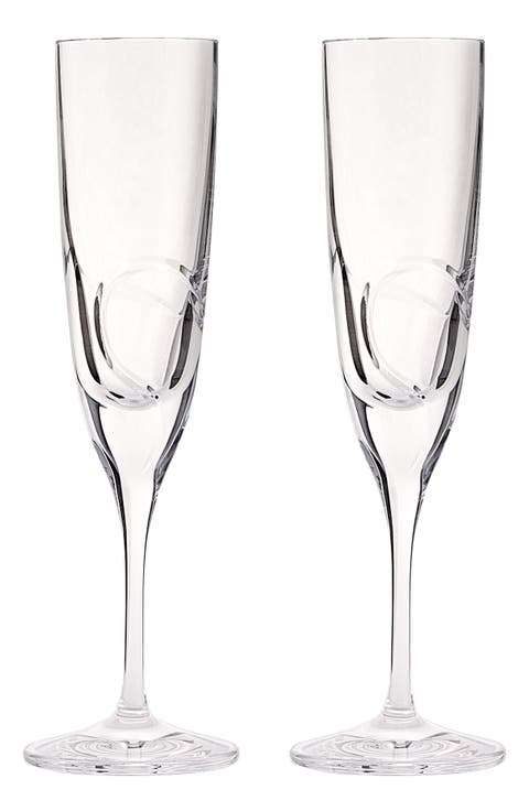 x Vera Wang Luxe Graphite Set of 2 Crystal Flutes