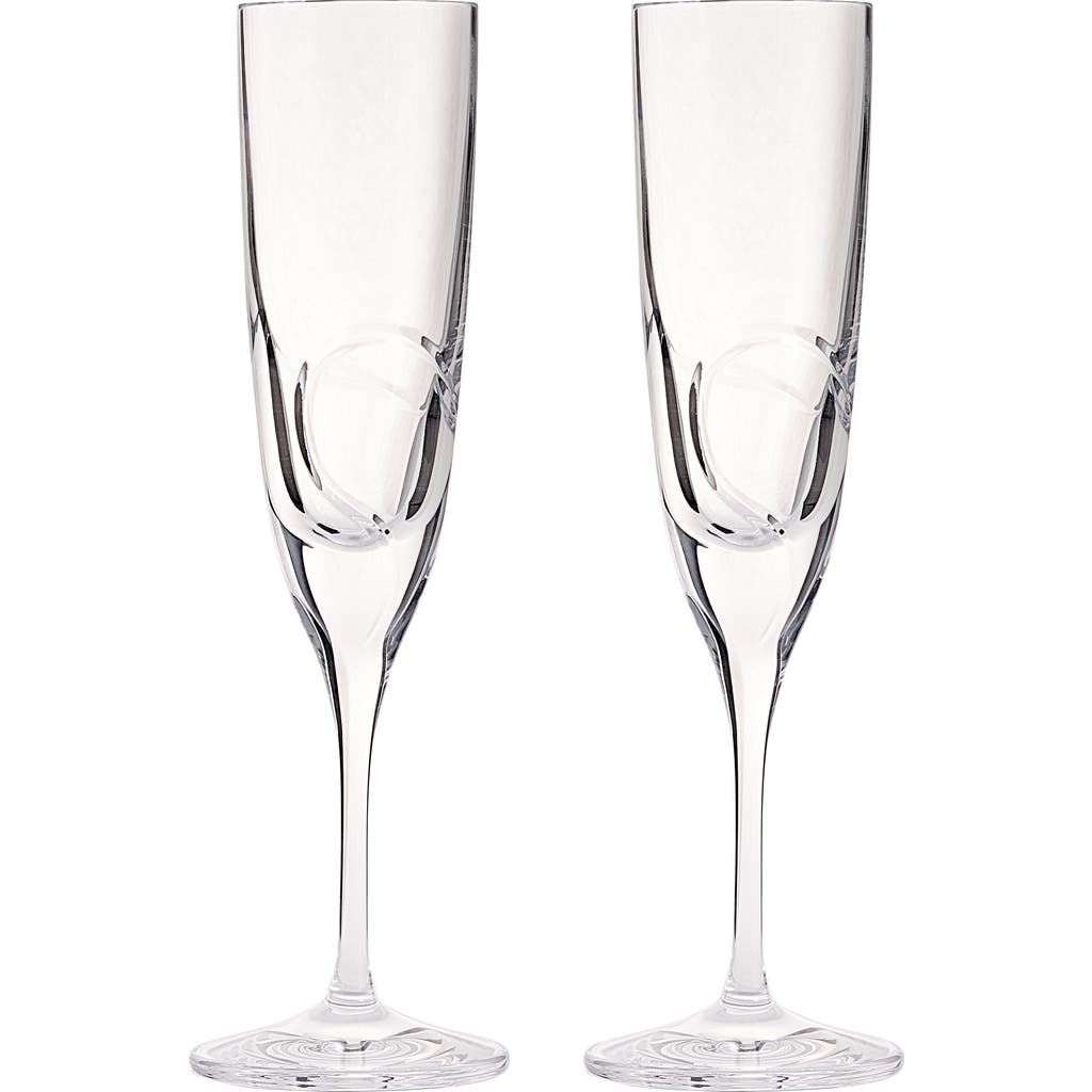 Wedgwood X Vera Wang Luxe Graphite Set Of 2 Crystal Flutes In No Color