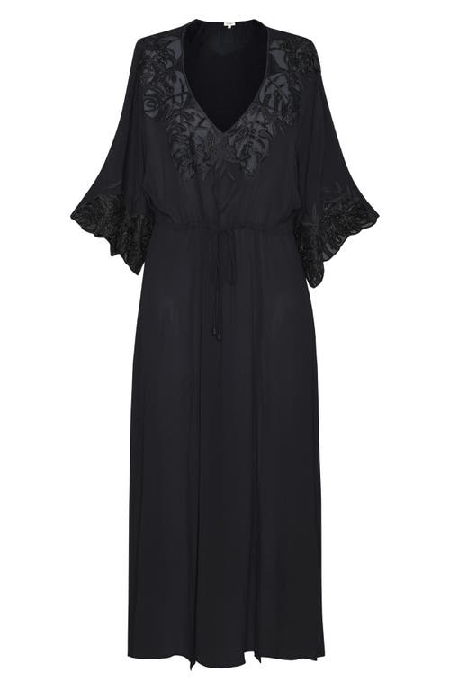 L Agence L'agence Deanna Long Sleeve Cover-up Maxi Dress In Black