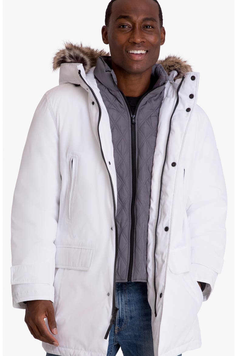 Water Resistant Snorkel Parka with Faux Fur Trim, Alternate, color, WHITE