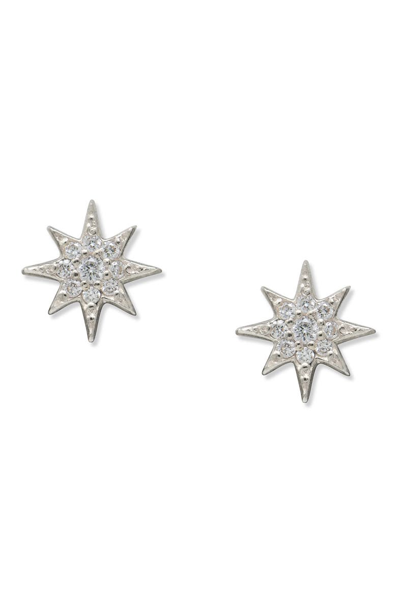Aztec North Star Stud Earrings, Main, color, WHITE GOLD/ DIAMOND