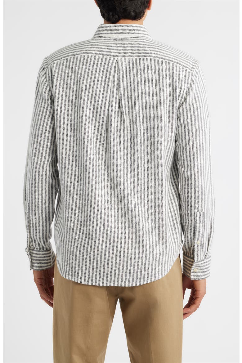 Cloud Stripe Organic Cotton Flannel Button-Up Shirt, Alternate, color, NIGHTLINES