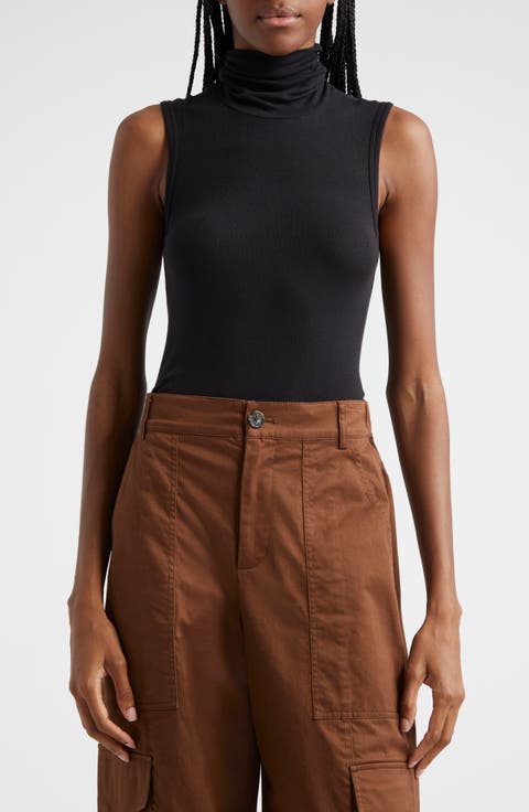 Rib Sleeveless Turtleneck Top