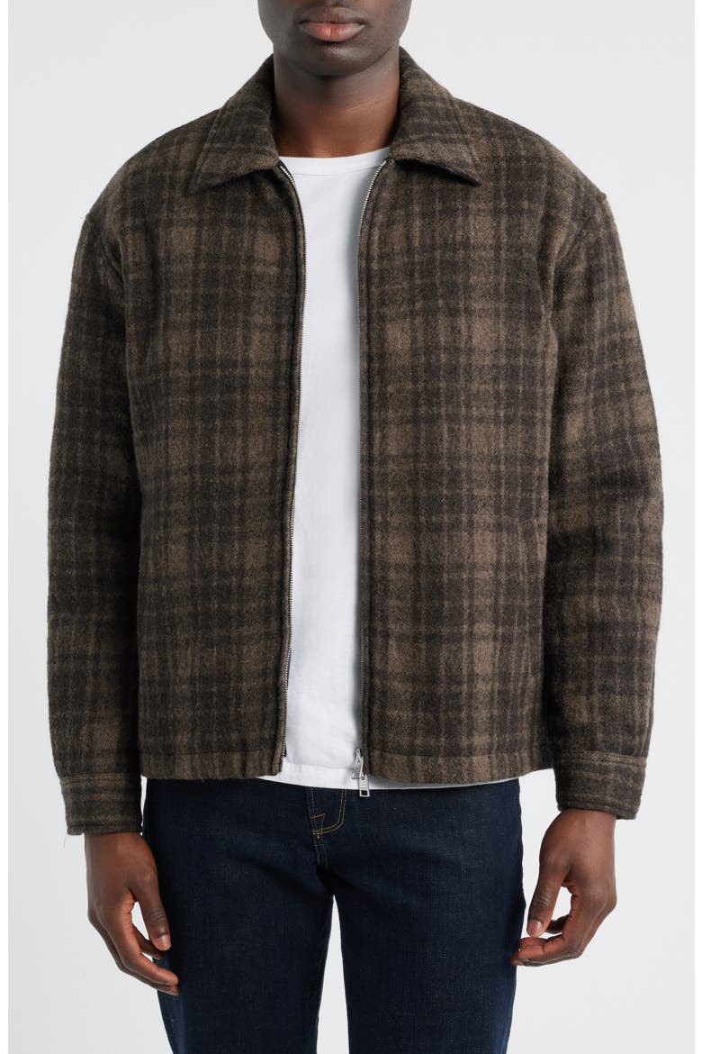Insulated Check Wool Tweed Jacket, Main, color, BROWN PLAID