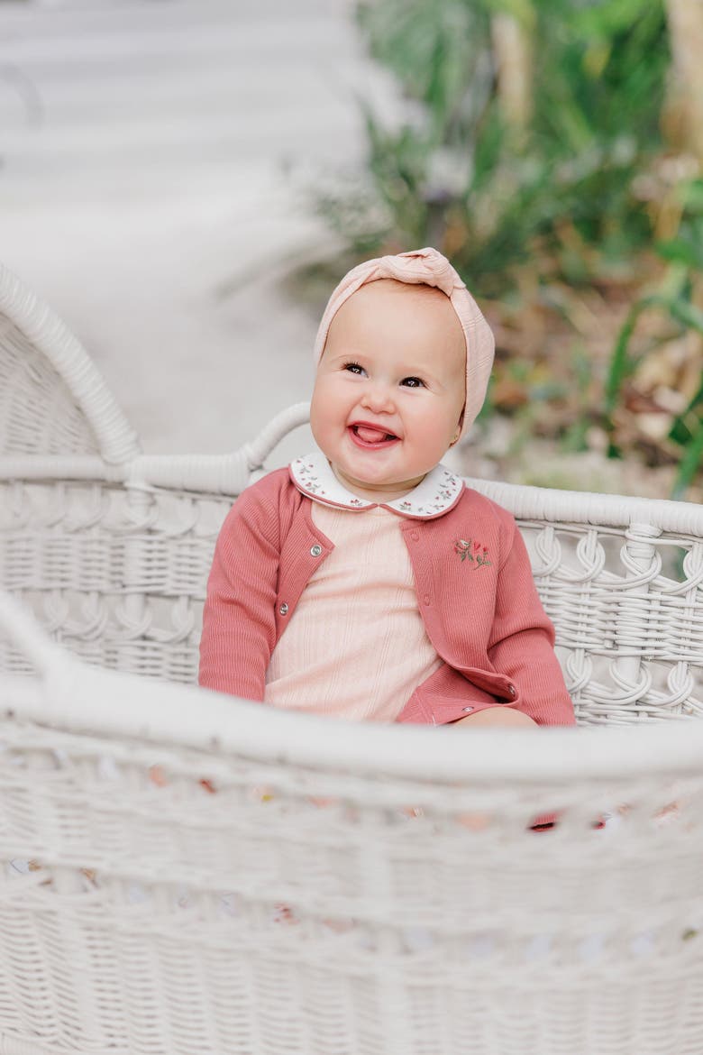 Embroidered Collar Collection - T-shirt and Overalls, Alternate, color, Ivory/Pink