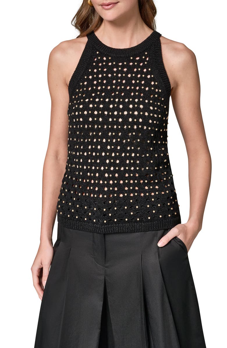 Donna Karan New York Hotfix Cotton Blend Sweater Vest, Main, color,
