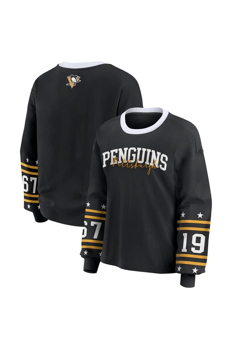 Women's WEAR by Erin Andrews Black Pittsburgh Penguins Long-Sleeve Sport T-Shirt, Main, color, Black