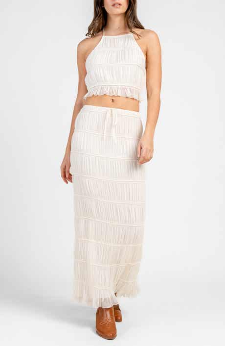 Beivy Jacquard Chiffon Halter Top & Maxi Skirt Set