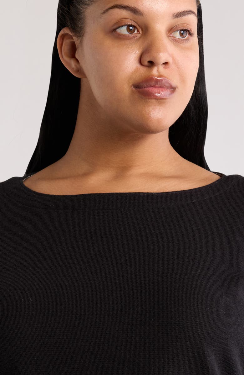 Eileen Fisher Reversible Boat Neck Organic Cotton Top, Alternate, color, Black