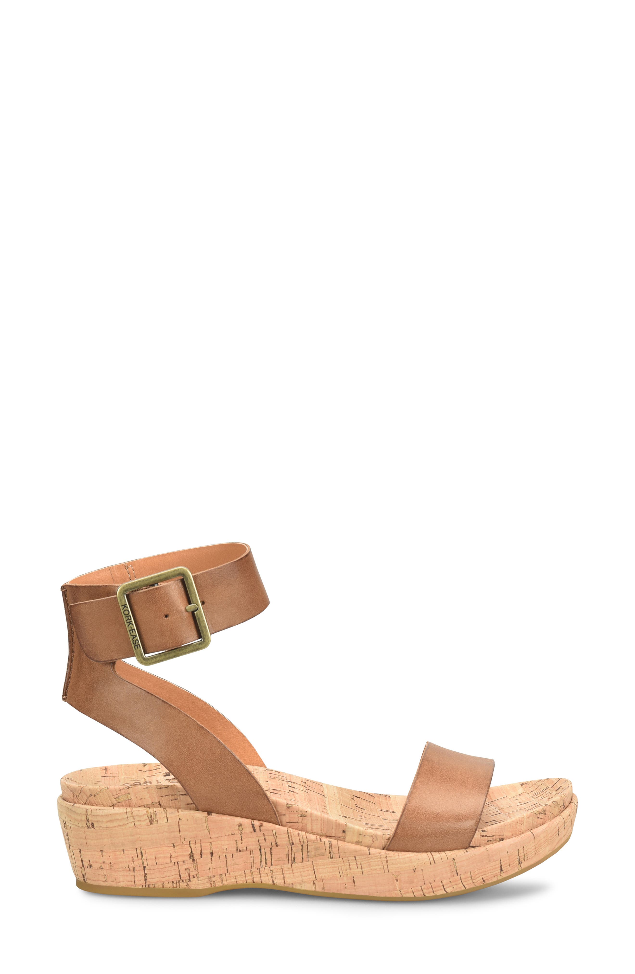 Kork-Ease<sup>®</sup> Mullica Ankle Strap Platform Wedge Sandal, Alternate, color, Brown Leather
