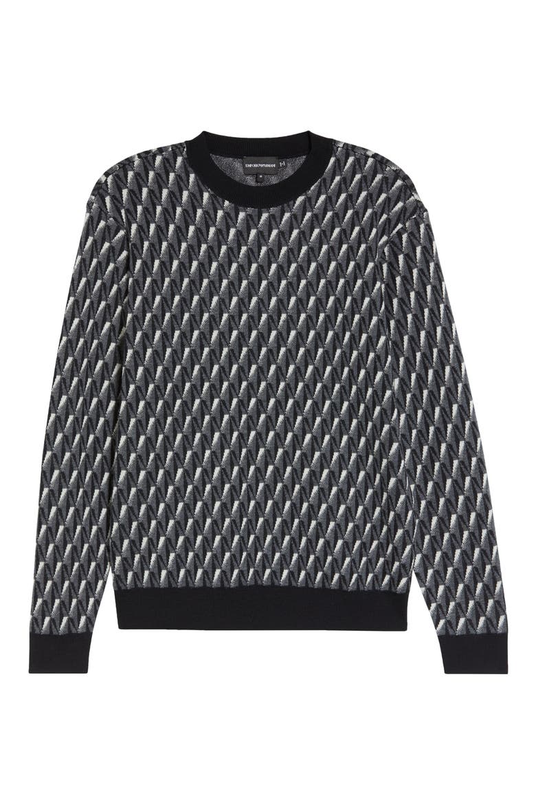 Geometric Virgin Wool Sweater, Alternate, color, GREY